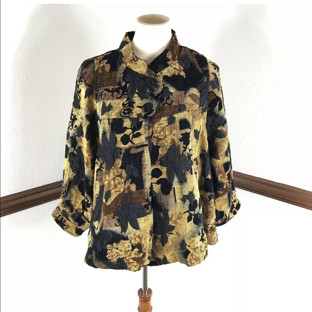 Vintage CMC black and gold shrug jacket size M